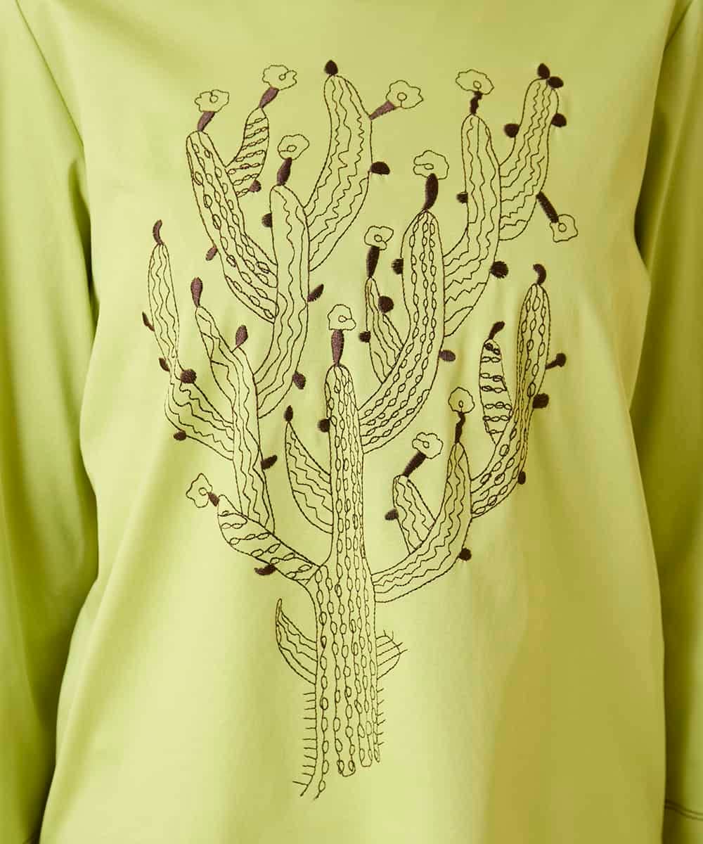 RBKED22190 HIROKO BIS(ヒロコ ビス) サボテン刺繍コットンTシャツ /洗える イエロー
