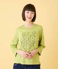 RBKED22190 HIROKO BIS(ヒロコ ビス) サボテン刺繍コットンTシャツ /洗える イエロー