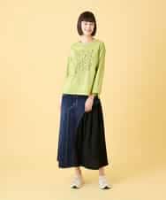 RBKED22190 HIROKO BIS(ヒロコ ビス) サボテン刺繍コットンTシャツ /洗える イエロー