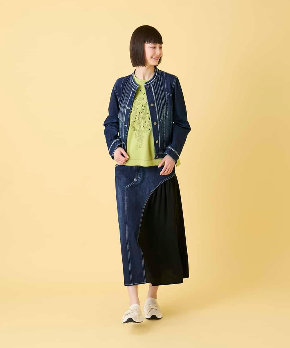 RBKED22190 HIROKO BIS(ヒロコ ビス) サボテン刺繍コットンTシャツ /洗える イエロー