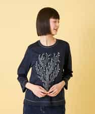 RBKED22190 HIROKO BIS(ヒロコ ビス) サボテン刺繍コットンTシャツ /洗える イエロー