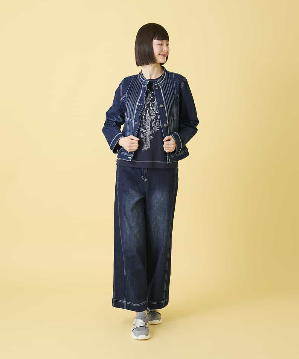 RBKED22190 HIROKO BIS(ヒロコ ビス) サボテン刺繍コットンTシャツ /洗える イエロー