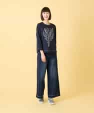 RBKED22190 HIROKO BIS(ヒロコ ビス) サボテン刺繍コットンTシャツ /洗える イエロー