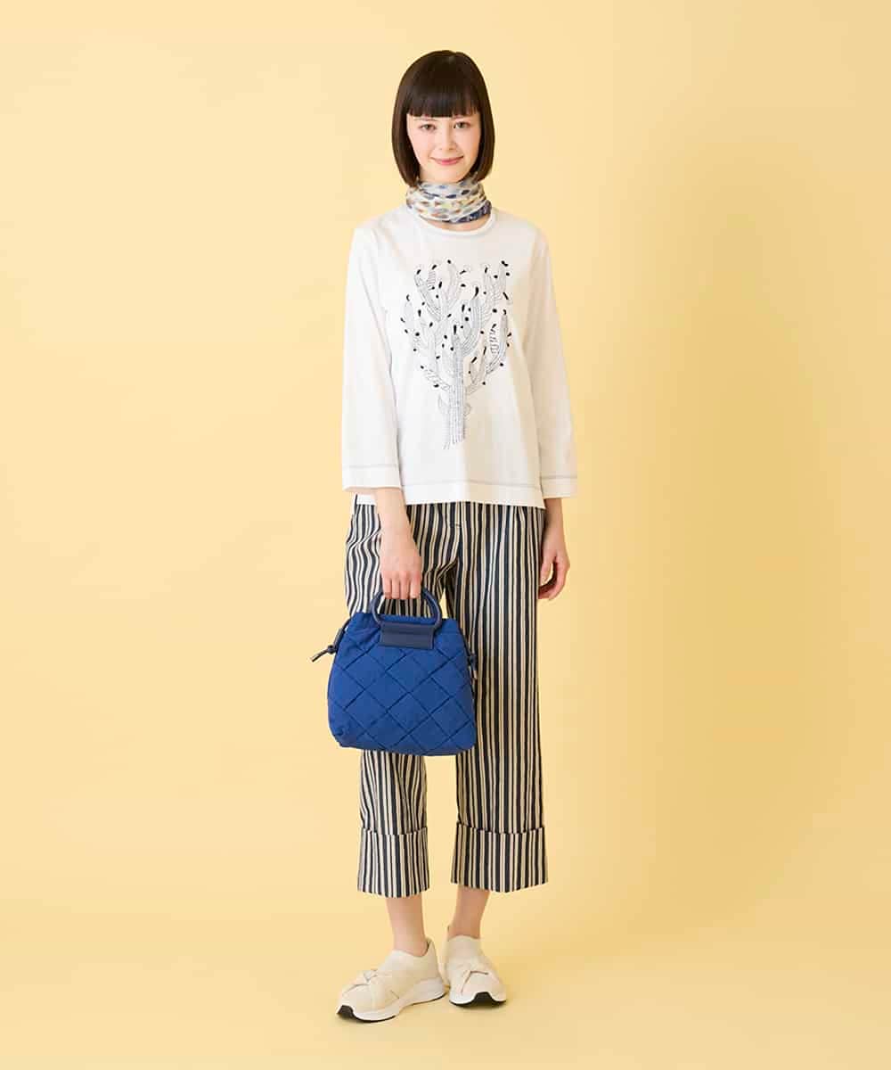 RBKED22190 HIROKO BIS(ヒロコ ビス) サボテン刺繍コットンTシャツ /洗える イエロー