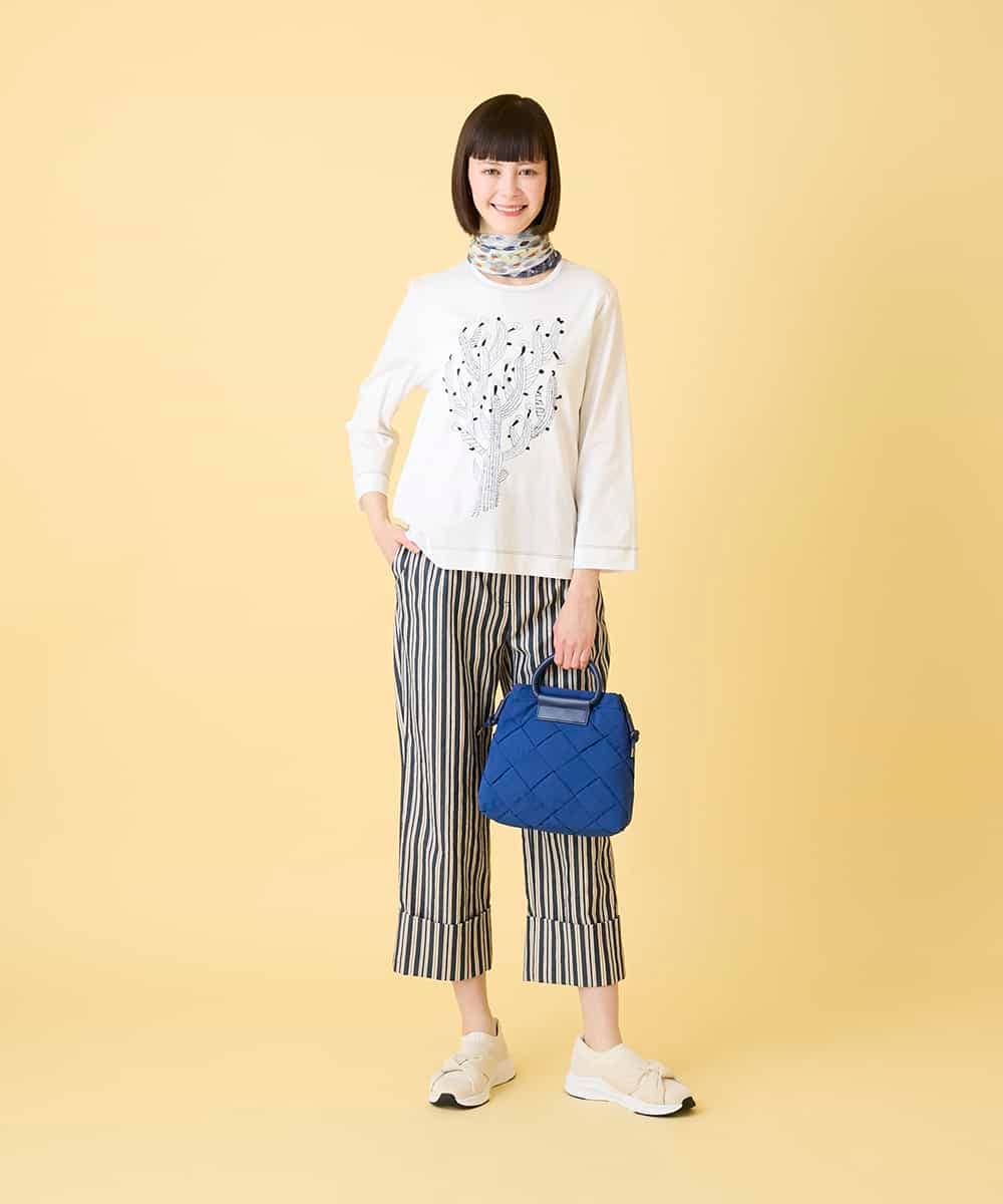 RBKED22190 HIROKO BIS(ヒロコ ビス) サボテン刺繍コットンTシャツ /洗える イエロー