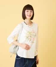 RBKED23230 HIROKO BIS(ヒロコ ビス) フローラルタイポTシャツ /洗える ホワイト