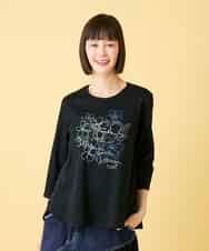 RBKED23230 HIROKO BIS(ヒロコ ビス) フローラルタイポTシャツ /洗える ブラック