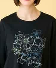 RBKED23230 HIROKO BIS(ヒロコ ビス) フローラルタイポTシャツ /洗える ブラック