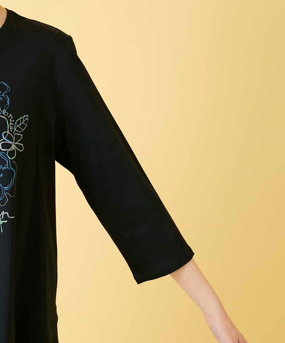 RBKED23230 HIROKO BIS(ヒロコ ビス) フローラルタイポTシャツ /洗える ブラック