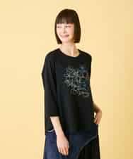 RBKED23230 HIROKO BIS(ヒロコ ビス) フローラルタイポTシャツ /洗える ブラック