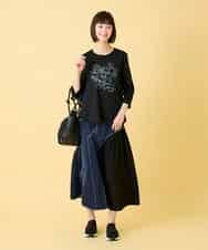 RBKED23230 HIROKO BIS(ヒロコ ビス) フローラルタイポTシャツ /洗える ブラック