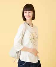 RBKED23230 HIROKO BIS(ヒロコ ビス) フローラルタイポTシャツ /洗える ブラック