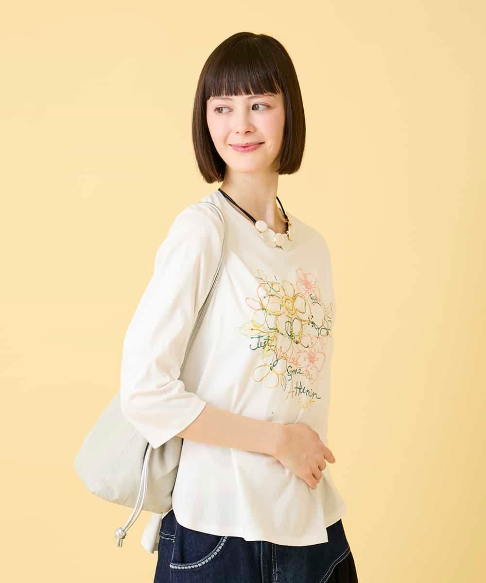 RBKED23230 HIROKO BIS(ヒロコ ビス) フローラルタイポTシャツ /洗える ブラック