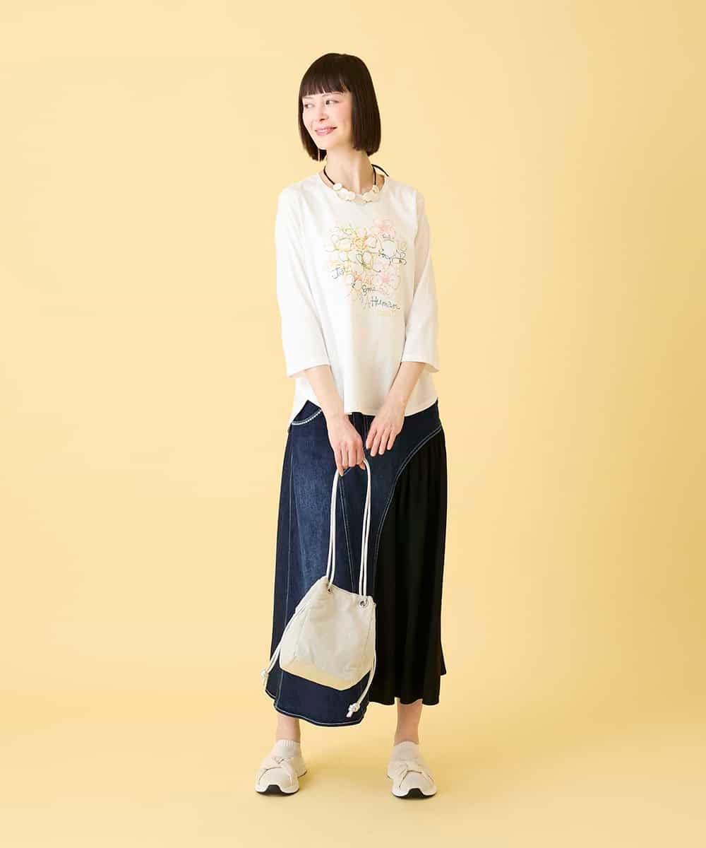 RBKED23230 HIROKO BIS(ヒロコ ビス) フローラルタイポTシャツ /洗える ブラック