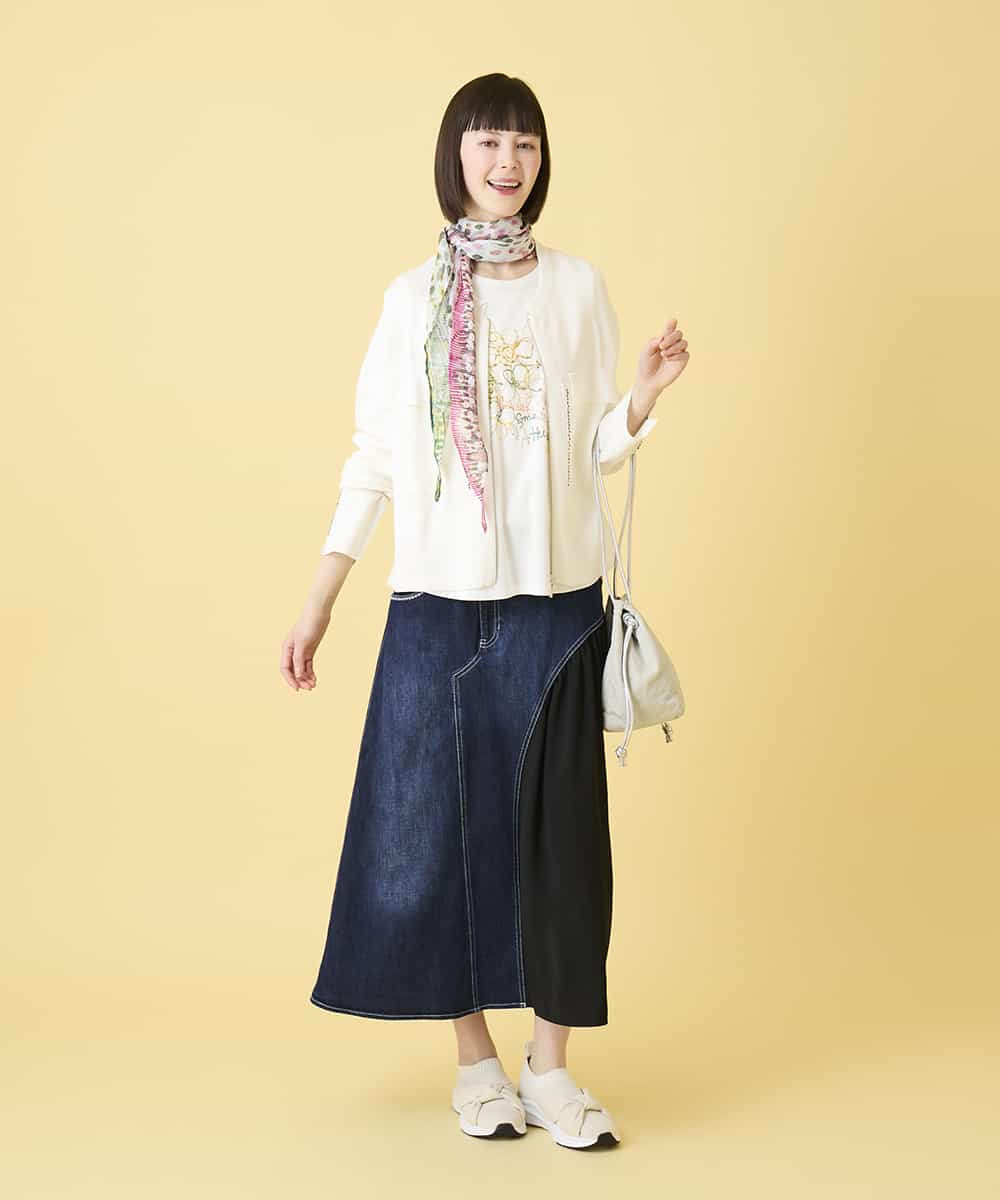 RBKED23230 HIROKO BIS(ヒロコ ビス) フローラルタイポTシャツ /洗える ブラック