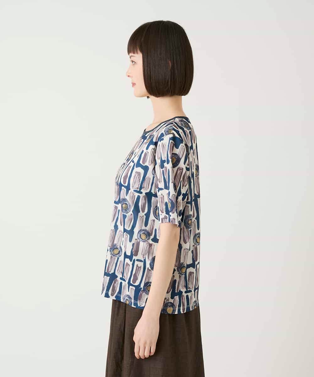 RBKGE03190 HIROKO BIS(ヒロコ ビス) エスニックグラフィックデザインカットソー /洗濯機で洗える ベージュ