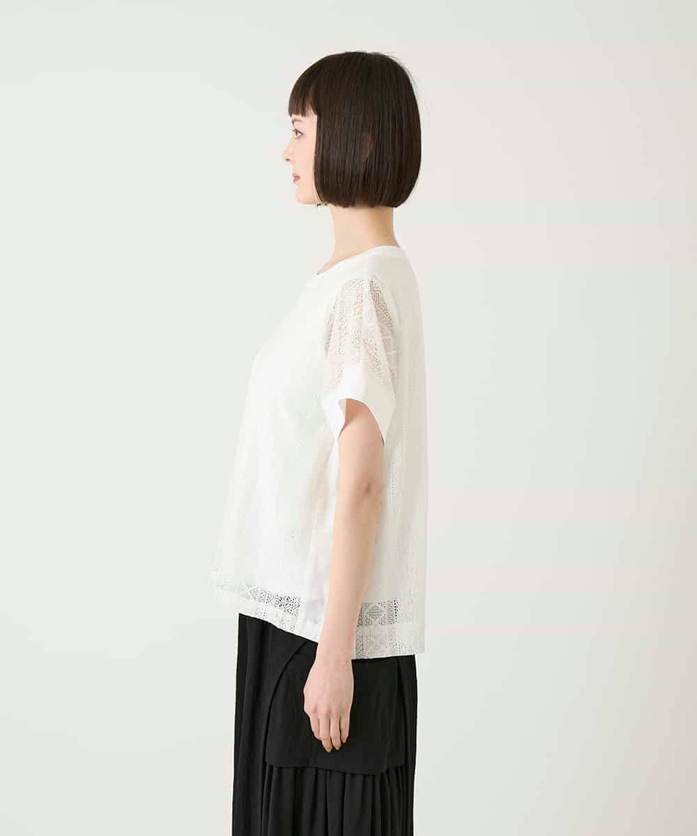 RBKGE30230 HIROKO BIS(ヒロコ ビス) ストライプレースカットソー /洗える ホワイト