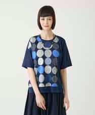 RBKGE35210 HIROKO BIS(ヒロコ ビス) カラフルパターンドットTシャツ /洗濯機で洗える ネイビー