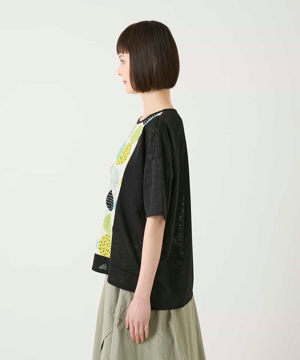 RBKGE35210 HIROKO BIS(ヒロコ ビス) カラフルパターンドットTシャツ /洗濯機で洗える アイボリー