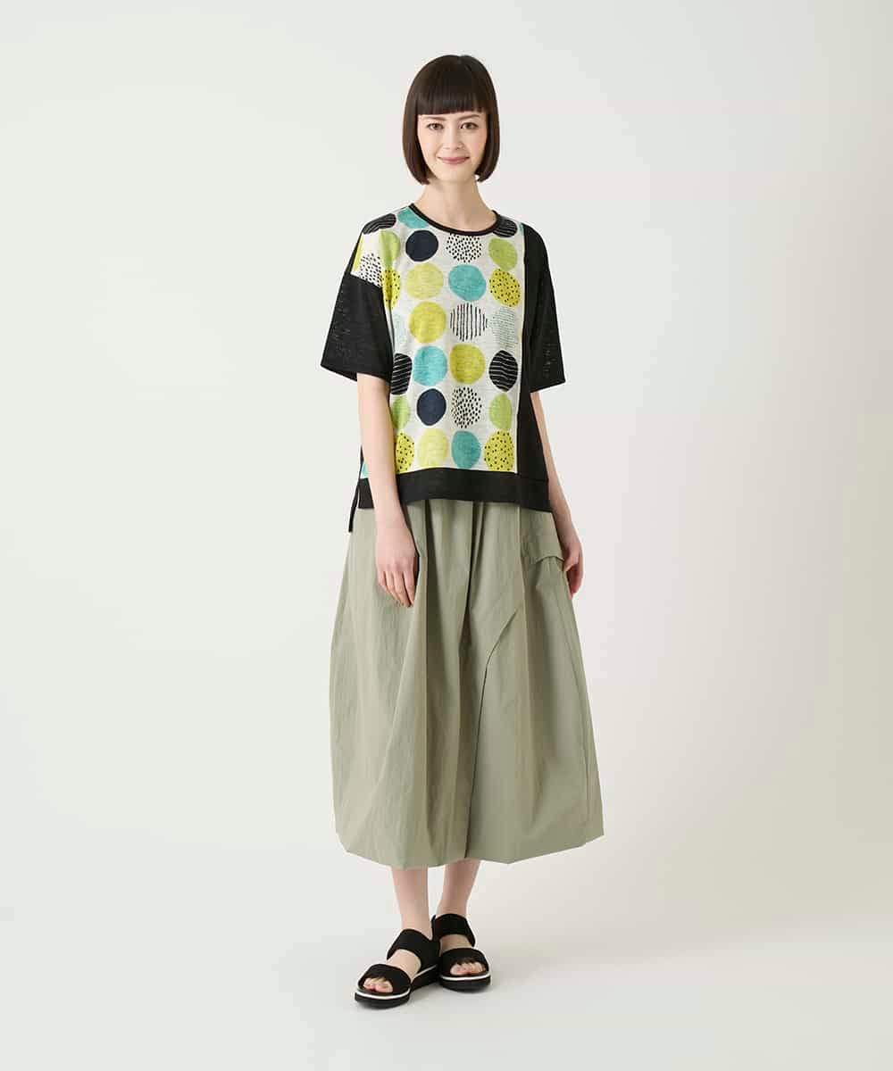 RBKGE35210 HIROKO BIS(ヒロコ ビス) カラフルパターンドットTシャツ /洗濯機で洗える アイボリー