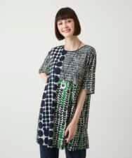 RBKIE07260 HIROKO BIS(ヒロコ ビス) グラフィカルデザインチュニック /洗濯機で洗える ネイビーグリーン