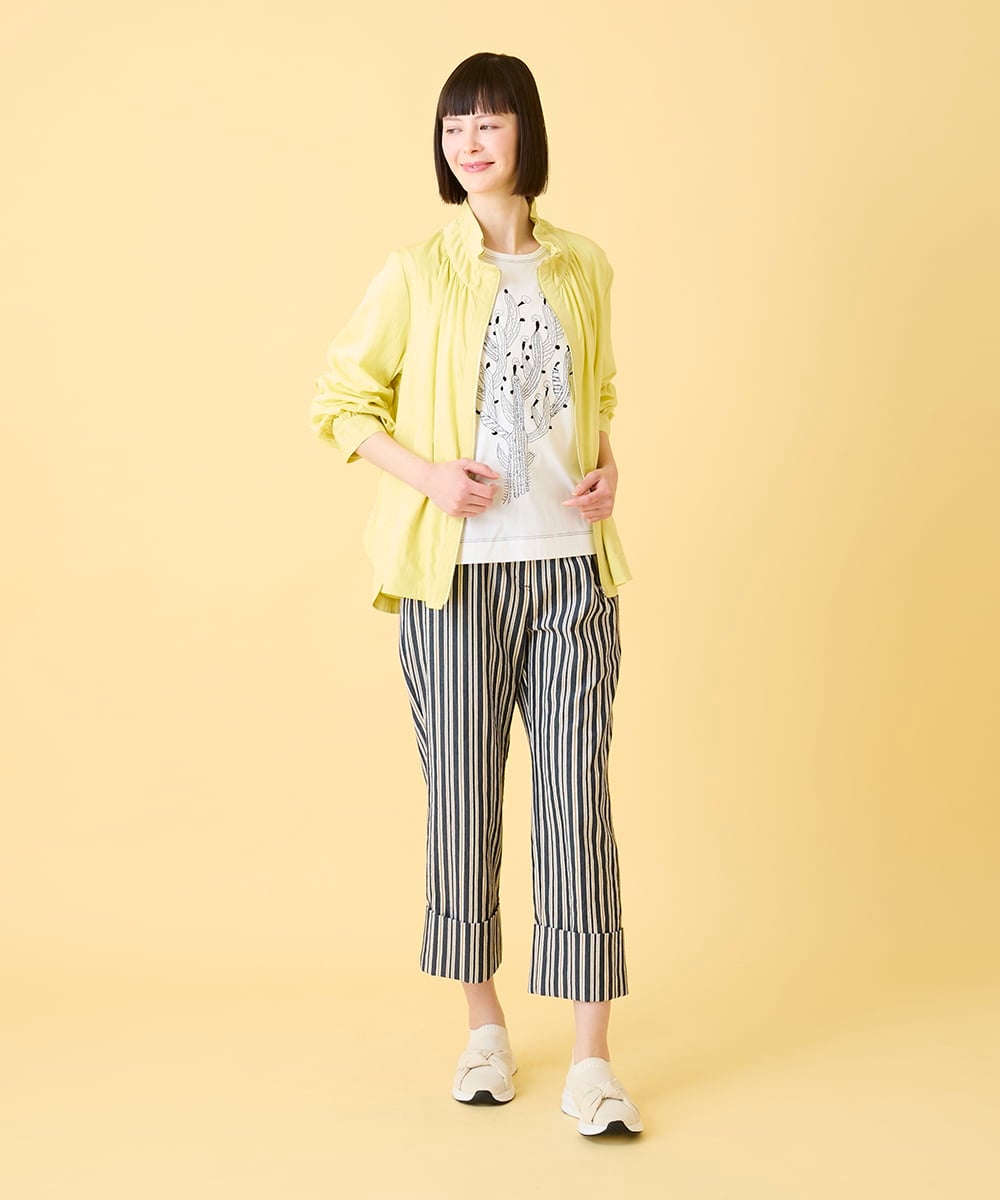 RBLED16270 HIROKO BIS(ヒロコ ビス) ストライプクロップドパンツ /洗える ネイビー