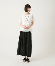 RBLGE58290 HIROKO BIS(ヒロコ ビス) 異素材ジョイントデザインワイドパンツ /洗える ネイビー