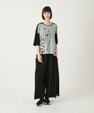 RBLGE58290 HIROKO BIS(ヒロコ ビス) 異素材ジョイントデザインワイドパンツ /洗える ネイビー