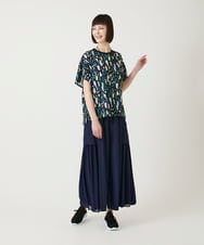 RBLGE58290 HIROKO BIS(ヒロコ ビス) 異素材ジョイントデザインワイドパンツ /洗える ネイビー