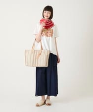 RBLGE58290 HIROKO BIS(ヒロコ ビス) 異素材ジョイントデザインワイドパンツ /洗える ネイビー