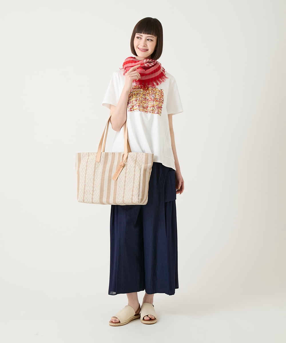 RBLGE58290 HIROKO BIS(ヒロコ ビス) 異素材ジョイントデザインワイドパンツ /洗える ネイビー