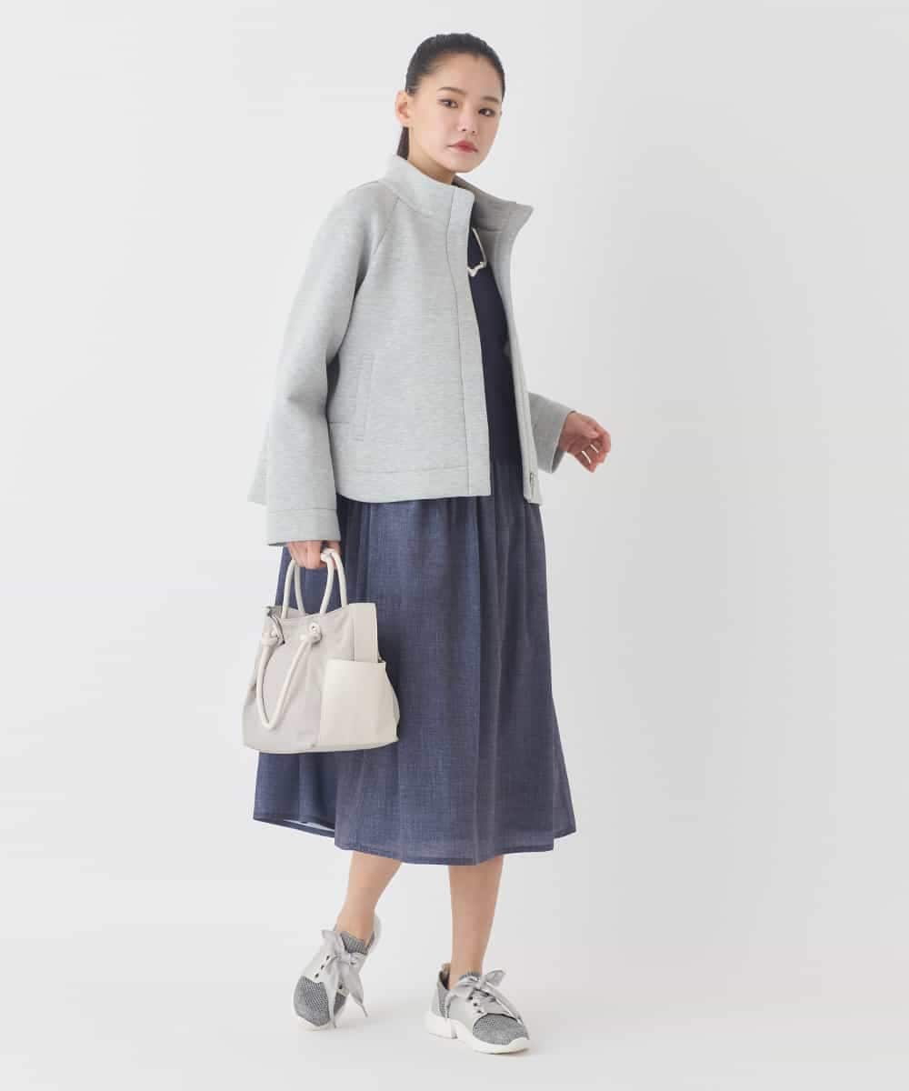 REPDD53360 HIROKO BIS(ヒロコ ビス) 異素材MIXジャージーワンピース /洗える ネイビー