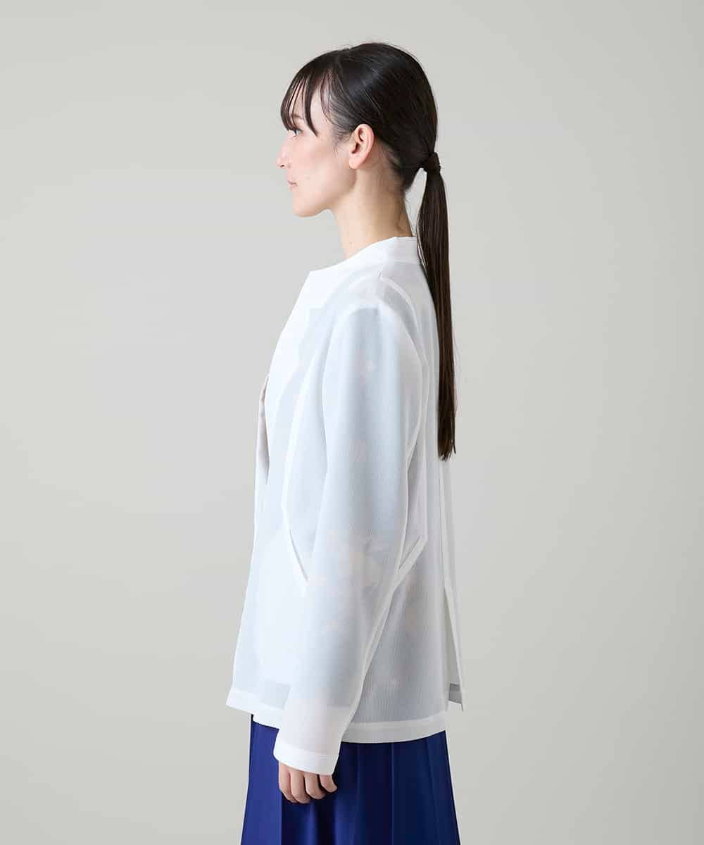 RHBGD03690 HIROKO KOSHINO(ヒロココシノ) メッシュシアージャケット/日本製 ホワイト