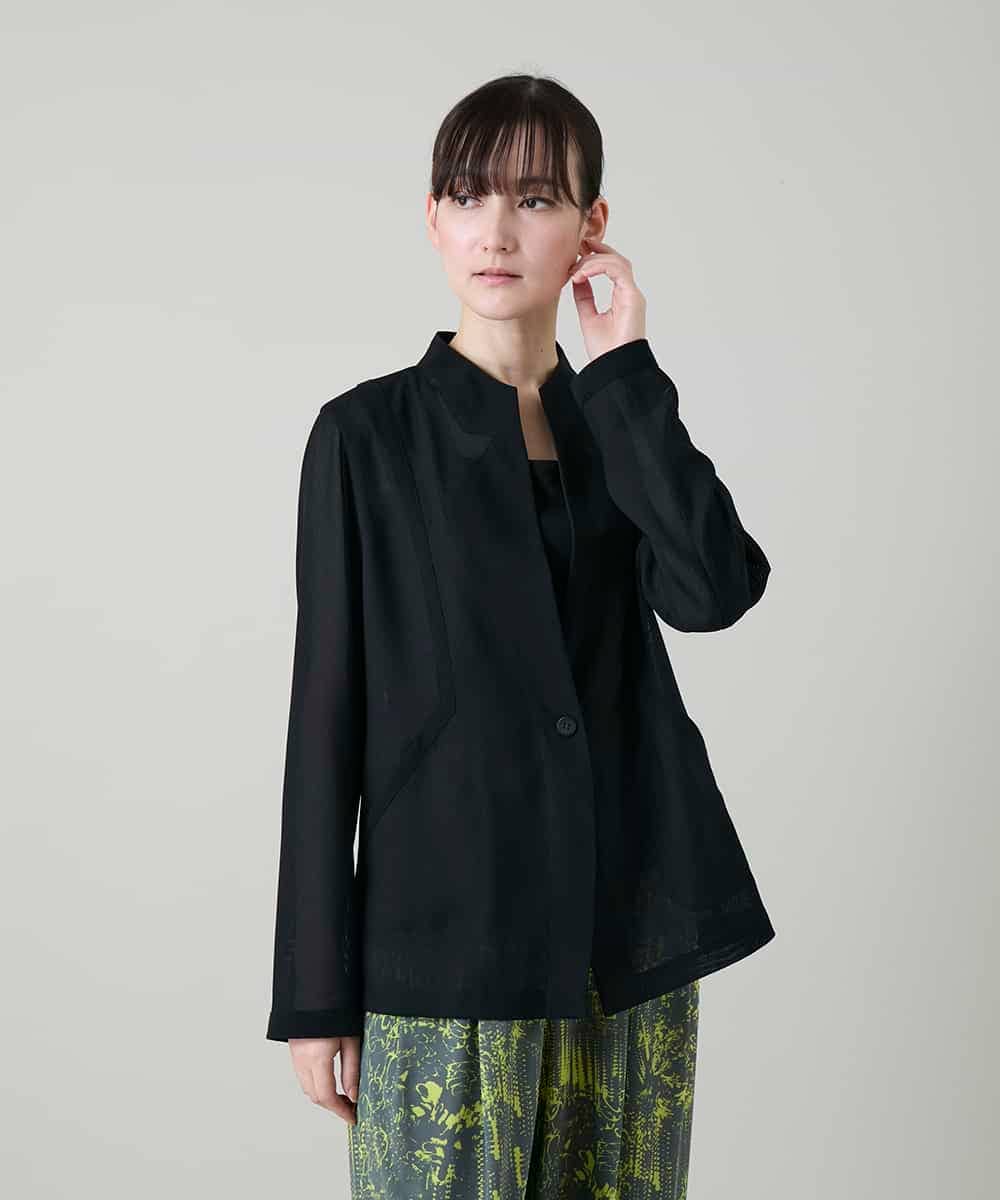RHBGD03690 HIROKO KOSHINO(ヒロココシノ) メッシュシアージャケット/日本製 ブラック