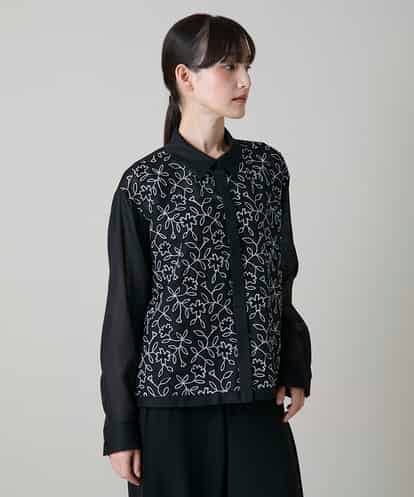 RHBLD18630 HIROKO KOSHINO ボタニカルエンブロイダリーレースブラウス /日本製/洗える