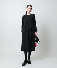RHECD37980 HIROKO KOSHINO(ヒロココシノ) アシンメトリーカッティングドレス/日本製/洗える ブルー