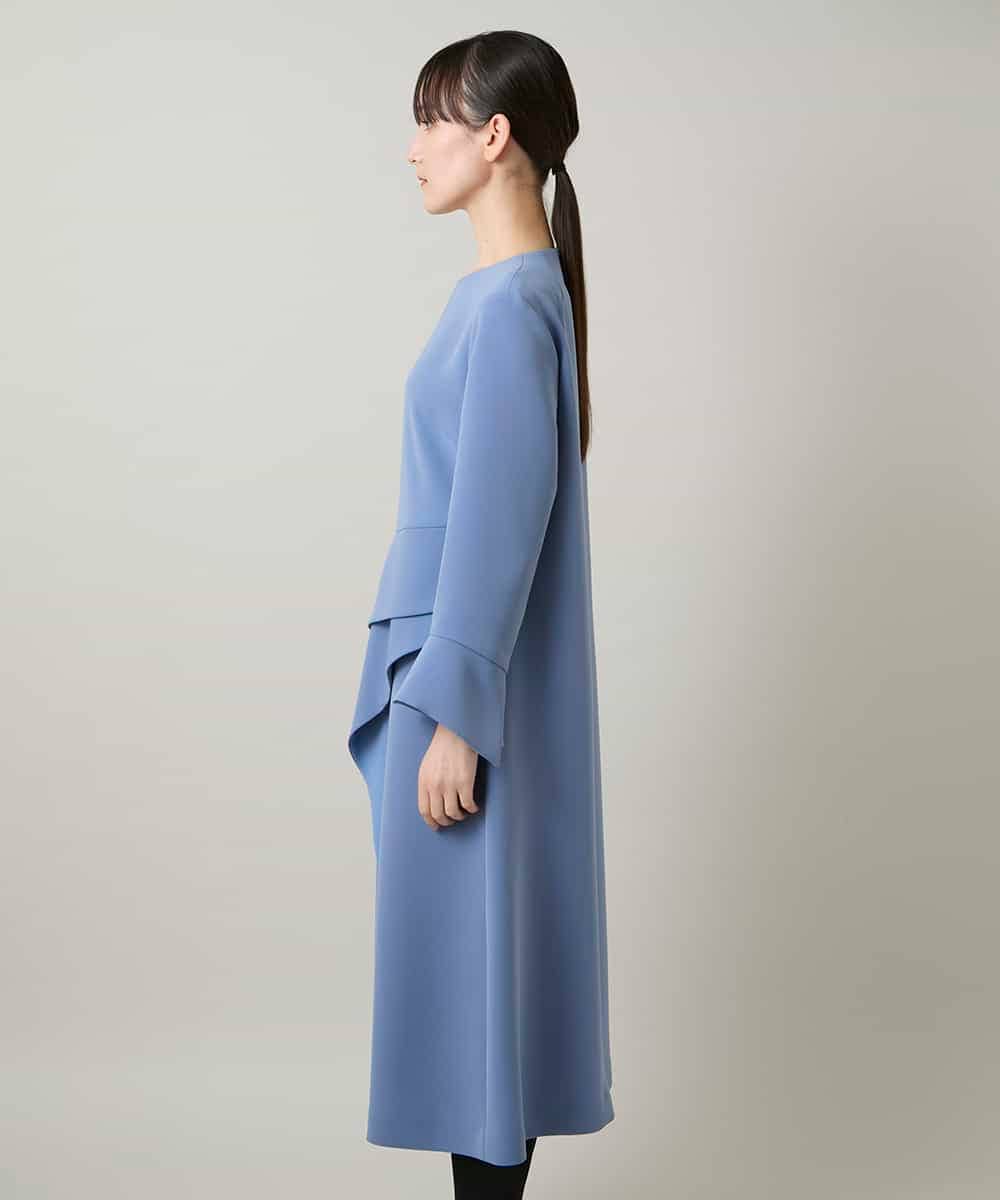 RHECD37980 HIROKO KOSHINO(ヒロココシノ) アシンメトリーカッティングドレス/日本製/洗える ブルー