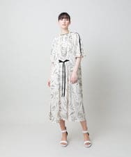 RHEXD10120 HIROKO KOSHINO(ヒロココシノ) ラインフラワーワンピース /日本製/洗える アイボリー