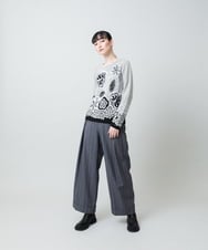 RHFED41630 HIROKO KOSHINO(ヒロココシノ) アートフラワージャカードニットプルオーバー/日本製 ベージュ