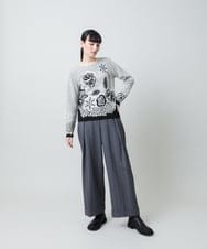 RHFED41630 HIROKO KOSHINO(ヒロココシノ) アートフラワージャカードニットプルオーバー/日本製 ベージュ