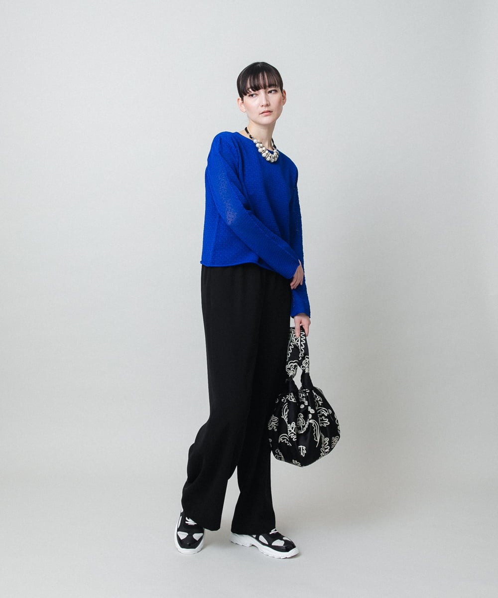 RHFGD05390 HIROKO KOSHINO(ヒロココシノ) シアーメッシュニットプルオーバー /洗える ブルー