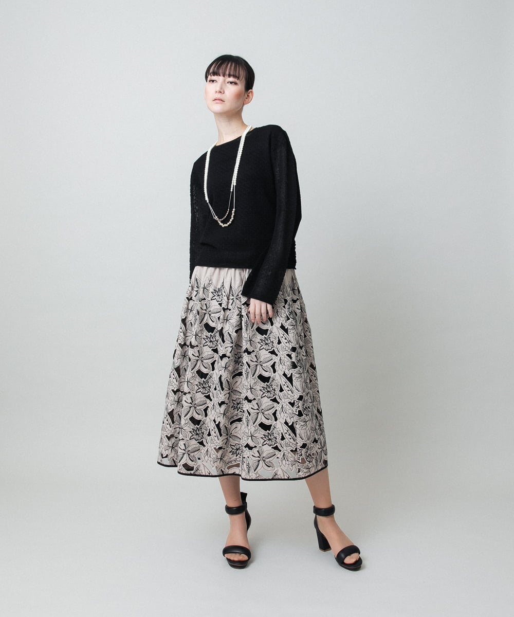 RHFGD05390 HIROKO KOSHINO(ヒロココシノ) シアーメッシュニットプルオーバー /洗える ブルー