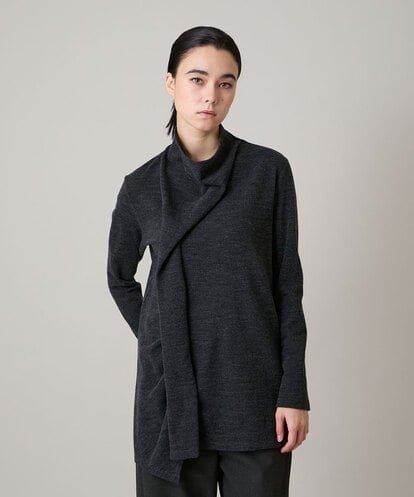 RHKAE11450 HIROKO KOSHINO アシンメトリードレープデザインカットソー /日本製