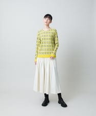 RHKED41290 HIROKO KOSHINO(ヒロココシノ) 幾何プリントベア天竺カットソー/日本製/洗える イエロー