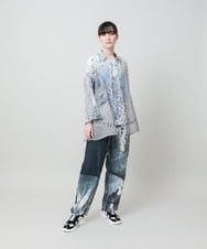 RHKHE06360 HIROKO KOSHINO(ヒロココシノ) 墨絵プリントスリーブレスカットソー /日本製/洗える ホワイト