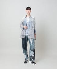 RHKHE06360 HIROKO KOSHINO(ヒロココシノ) 墨絵プリントスリーブレスカットソー /日本製/洗える ホワイト