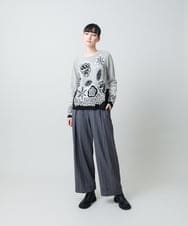 RHLEF41430 HIROKO KOSHINO(ヒロココシノ) シャドーストライプワイドパンツ/日本製/洗える ダークグレー