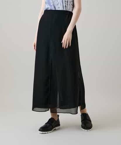 RHLHE01490  シフォンレイヤードデザインワイドパンツ /日本製/洗える