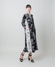 RHPFF04690 HIROKO KOSHINO(ヒロココシノ) ボタニカルプリントサイドポケットワンピース /日本製/洗える ブラック