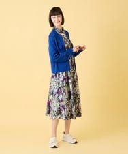 RLEED20510 HIROKO BIS GRANDE(ヒロコ ビス グランデ) 【大きいサイズ】フラワープリントシャツカラーワンピース /洗濯機で洗える ネイビー
